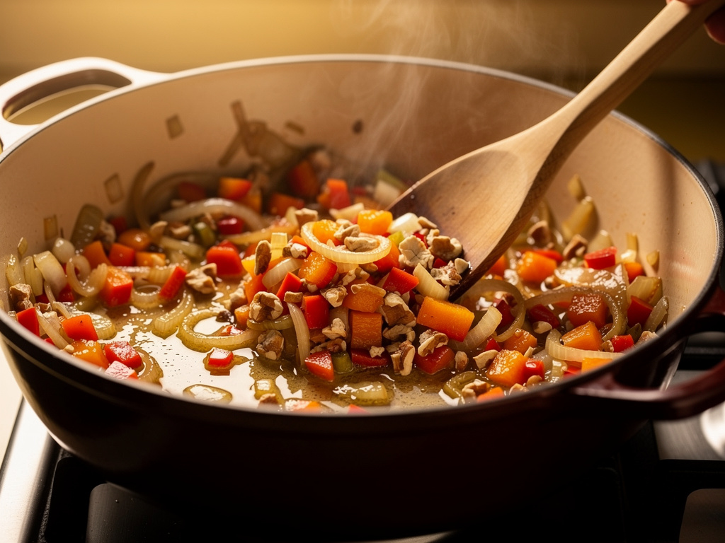 Sautéing the aromatics until fragrant.