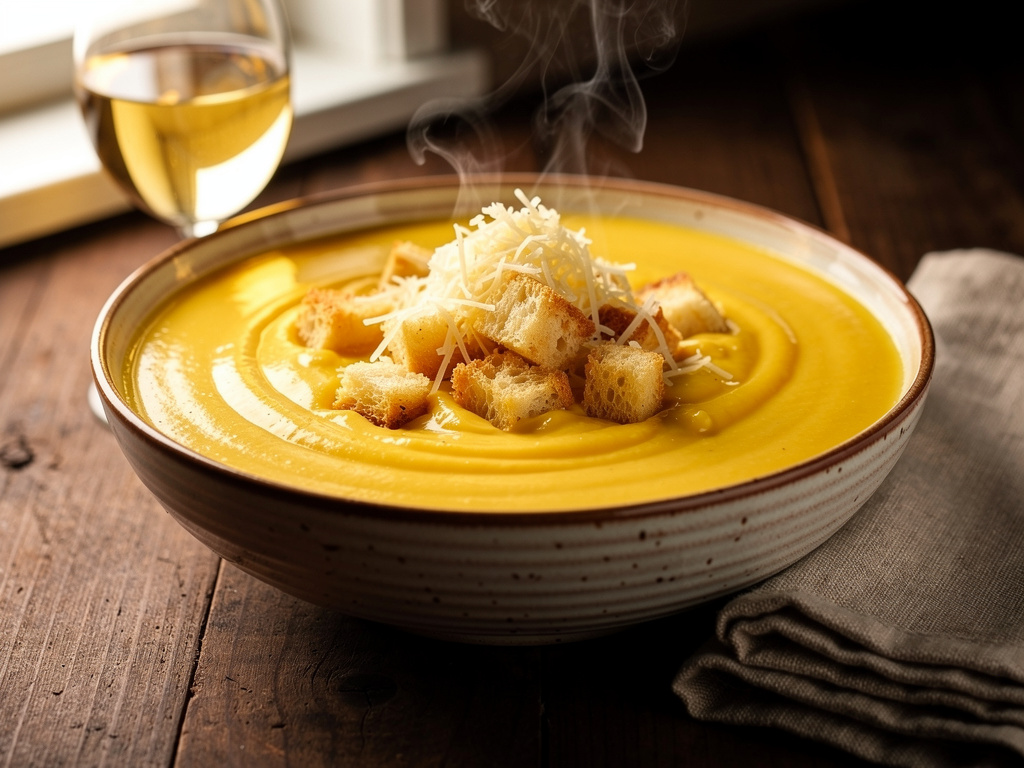 Cheese Soup with Dry Wine