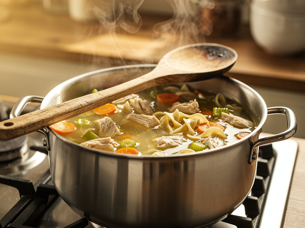 Soup simmering in pot