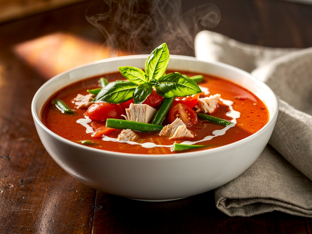 Chicken Soup with Tomatoes and Green Beans