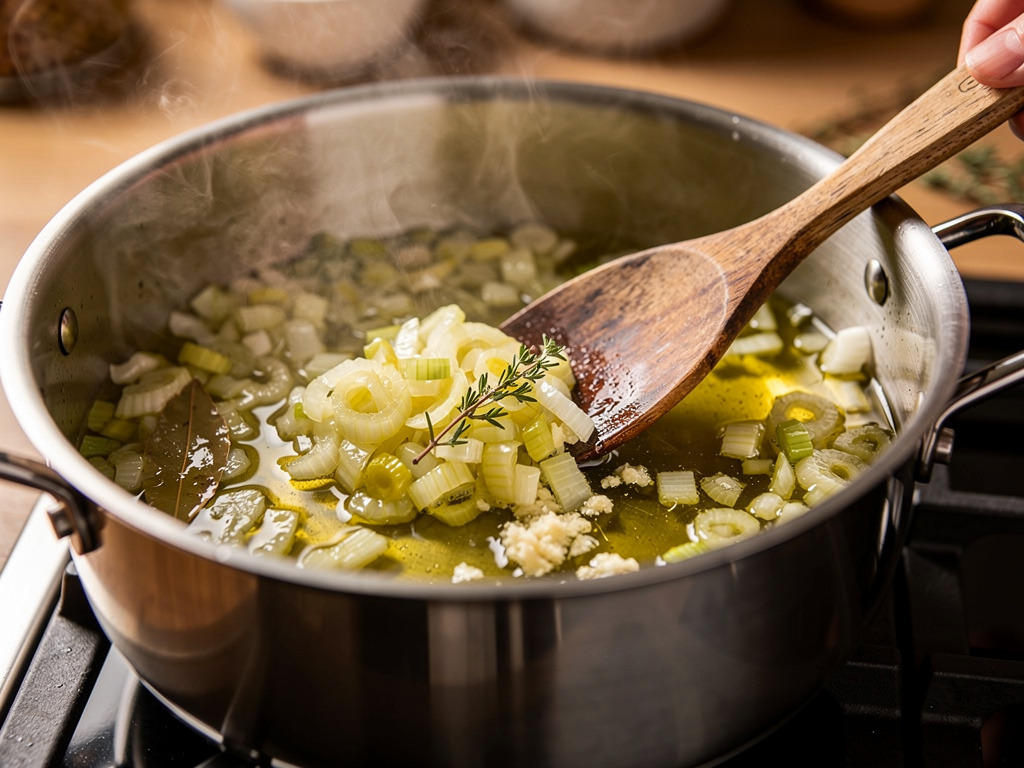 Sautéing the aromatics until fragrant.