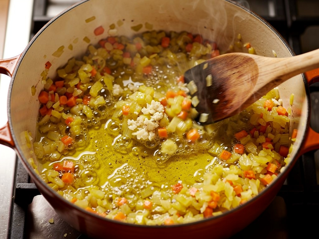 Sautéing the aromatics until fragrant.