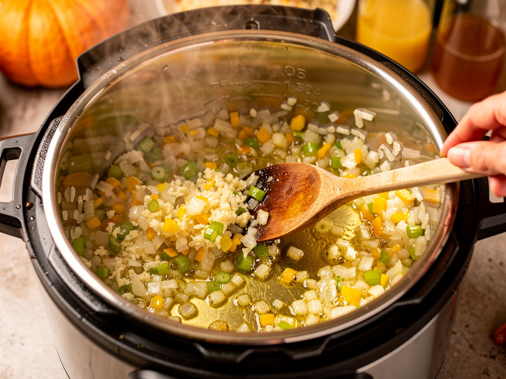 Sautéing the aromatics until fragrant.