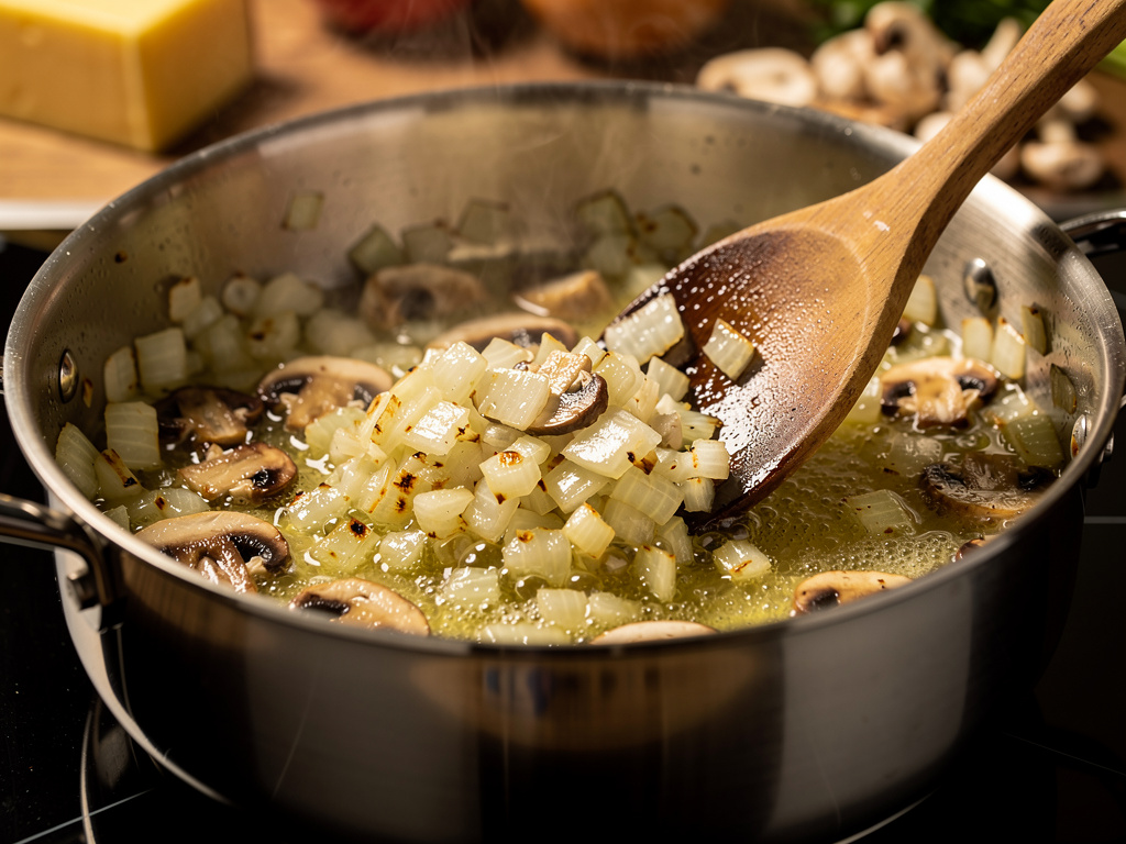 Sautéing the aromatics until fragrant.
