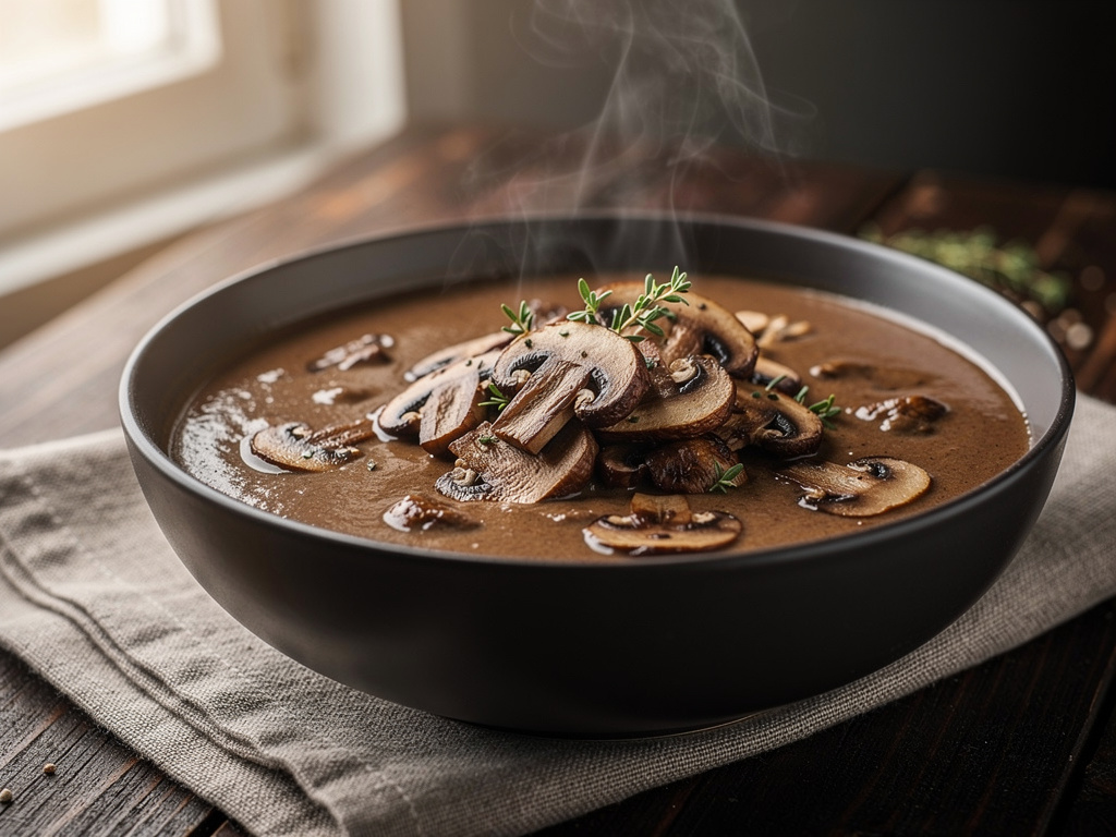 Processed Cheese Soup with Mushrooms