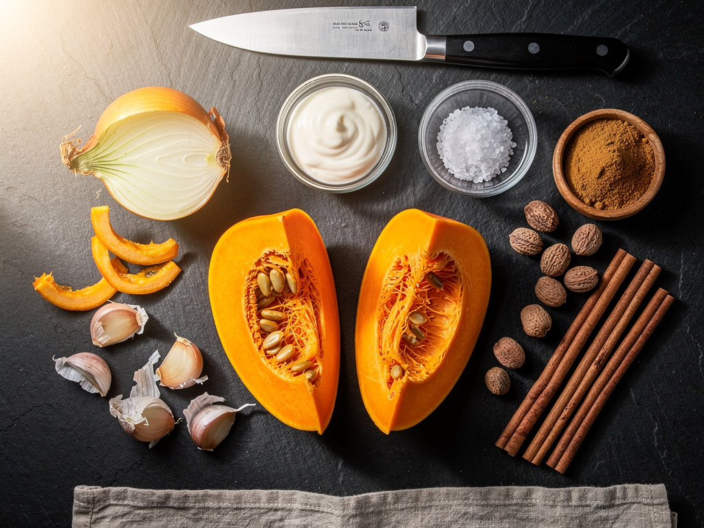Fresh ingredients arranged for soup preparation