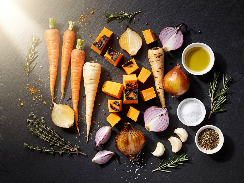 Fresh ingredients laid out and ready - mise en place makes cooking easier.