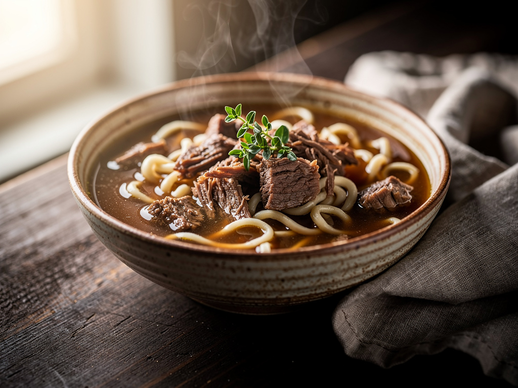 Shredded Beef and Rice Noodle Soup