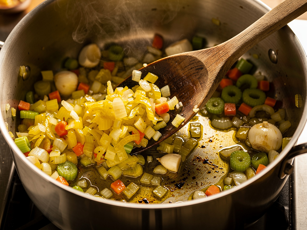 Sautéing the aromatics until fragrant.