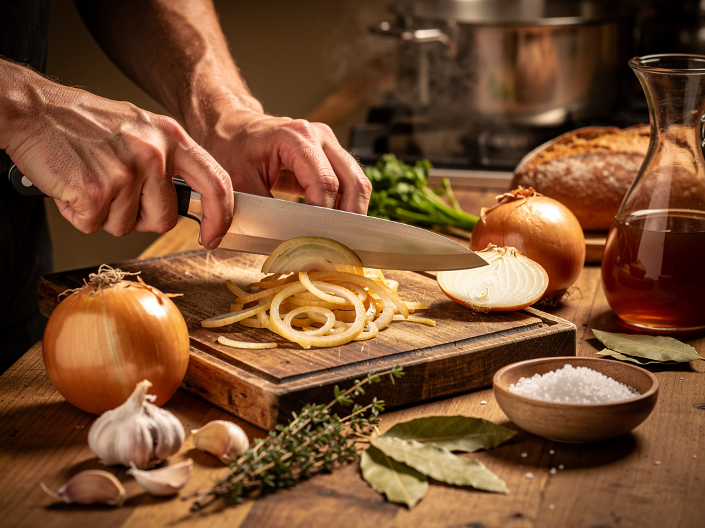 Preparing the vegetables for cooking.