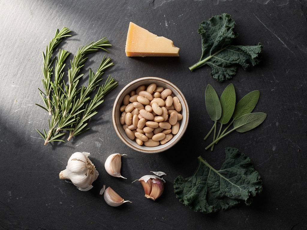 Fresh ingredients arranged for soup preparation